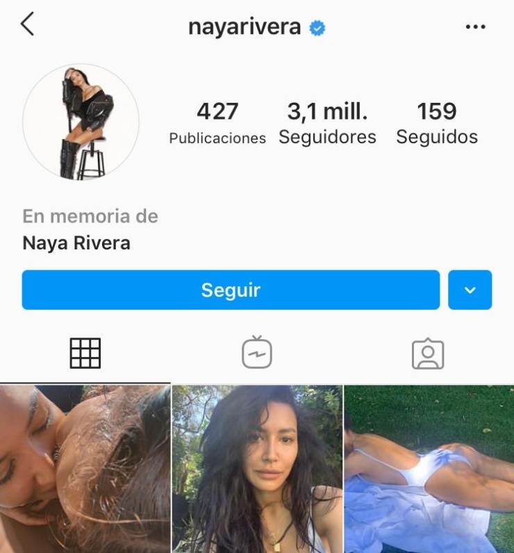 El perfil de Naya Rivera en Instagram.