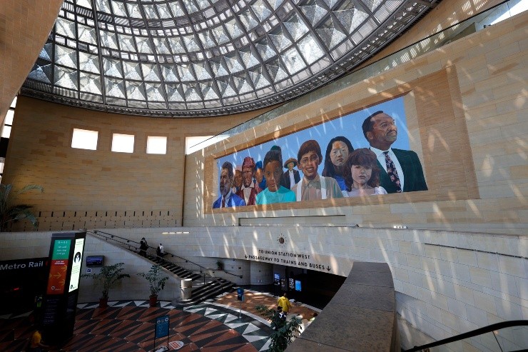 Preparativos en la estación de trenes de Los Ángeles para la ceremonia (Getty)