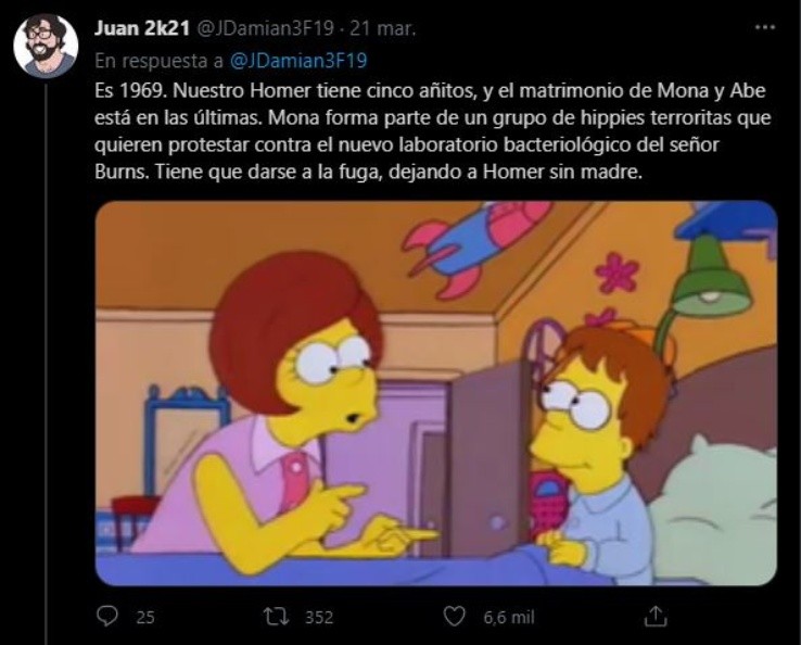 El hilo de Twitter sobre la vida de Homero (JDamian3F19)