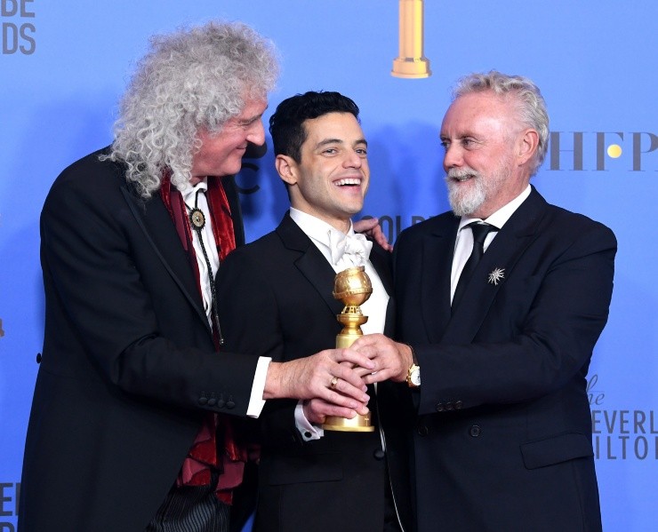 Brian May, Rami Malek y Roger Taylor (Foto: Getty Images)