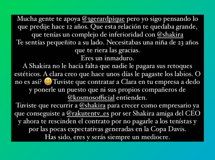 Jordi Martín dedicó un mensaje a Piqué en Twitter