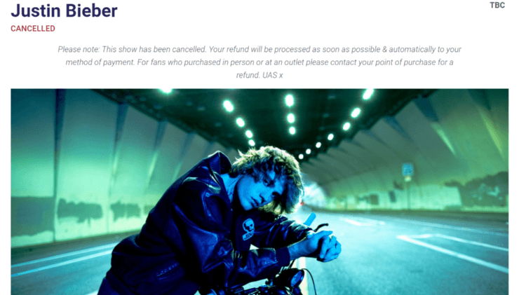 Justin Bieber conciertos