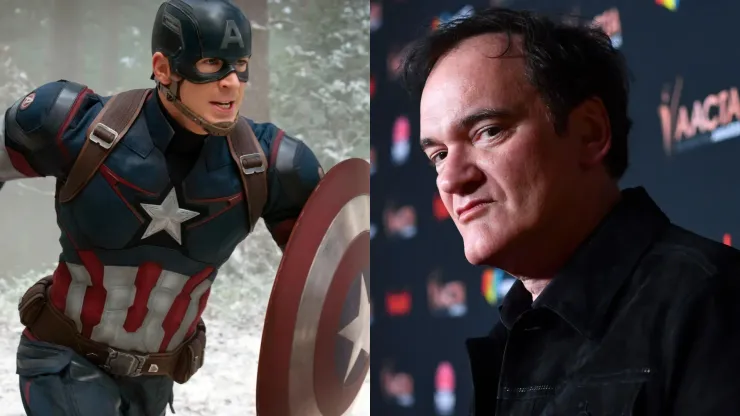 Chris Evans como el Capitán América y Quentin Tarantino.
