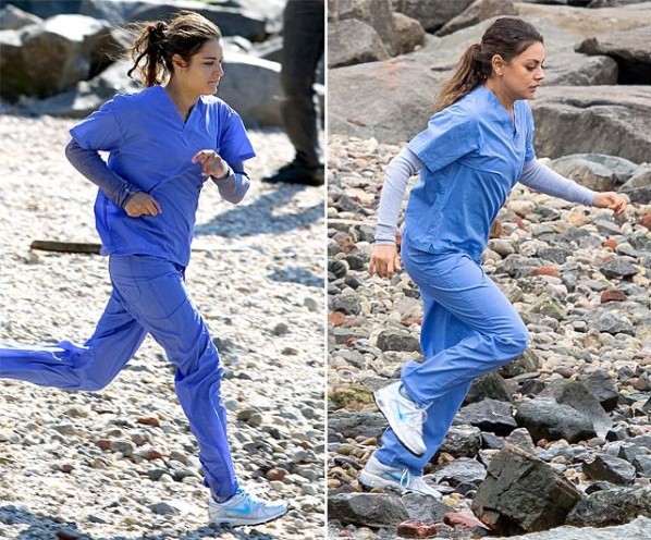 Mila y su doble en “The Angriest Man in Brooklyn” (Instagram)