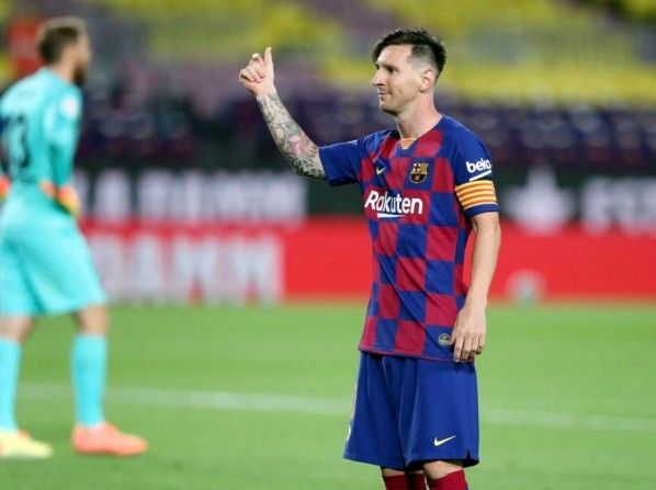 Messi, festejando su gol ante Atlético de Madrid.