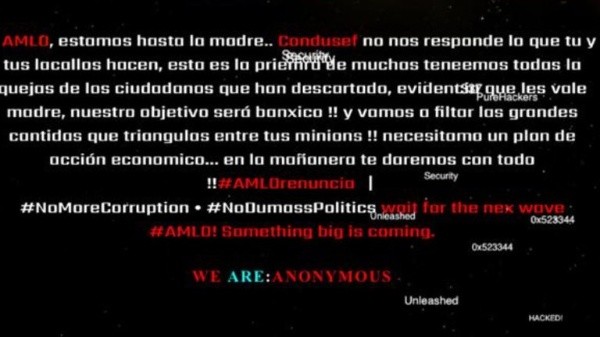 La amenaza de Anonymous México a AMLO.