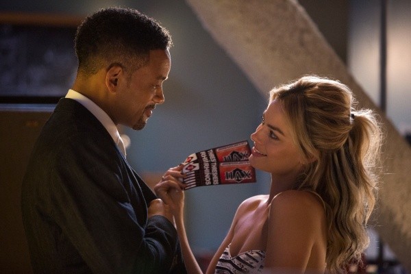 Will Smith y Margot Robbie, juntos durante el rodaje de la película ‘Focus’.