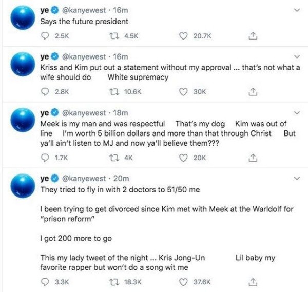 Los tuits de Kanye West que finalmente borró.