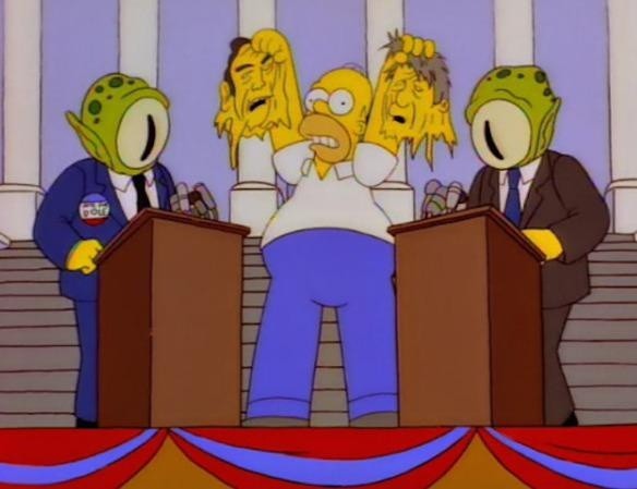 Los extraterrestres de Los Simpson presentes en el debate Trump - Biden Los extraterrestres de Los Simpson presentes en el debate Trump - Biden