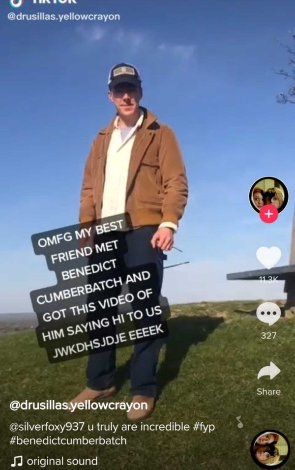 Benedict Cumberbatch en Somerset, filmando Doctor Strange 2(Foto: TikTok @drusillas.yellowcrayon)