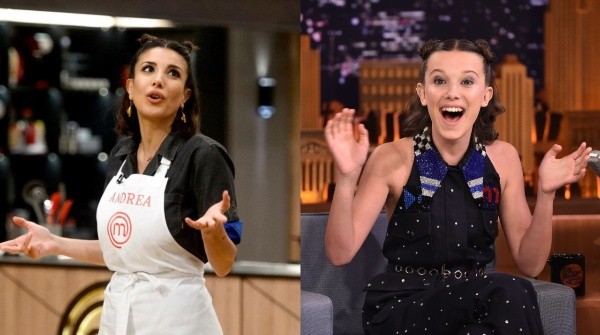Millie Bobby Brown y Andrea Rincón. Foto: (Telefé/Getty)