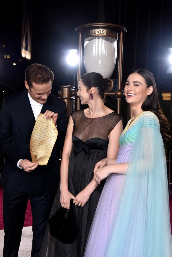 Sam Heughan, Caitriona Balfe y Sophie Skelton. Foto: (Getty)