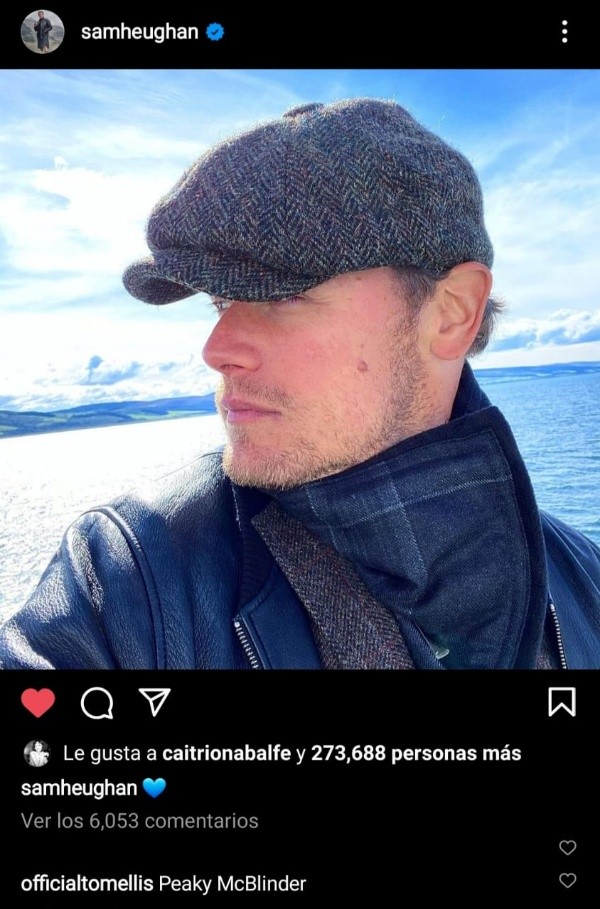 La primera postal que subió Heughan junto al comentario de Ellis.