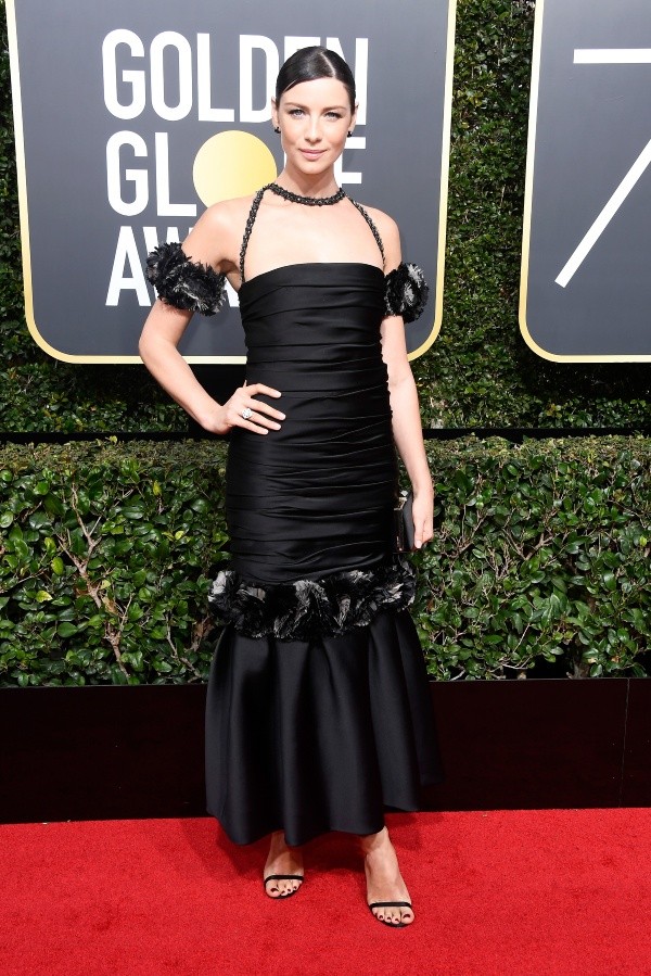 Caitriona en los Golden Globes luciendo su anillo. Foto: (Getty)