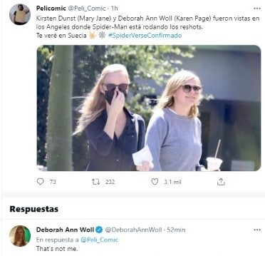 Deborah Ann Woll confirmed that it is not her alongside Kristen Dunst. Deborah Ann Woll confirmed that it is not her alongside Kristen Dunst.