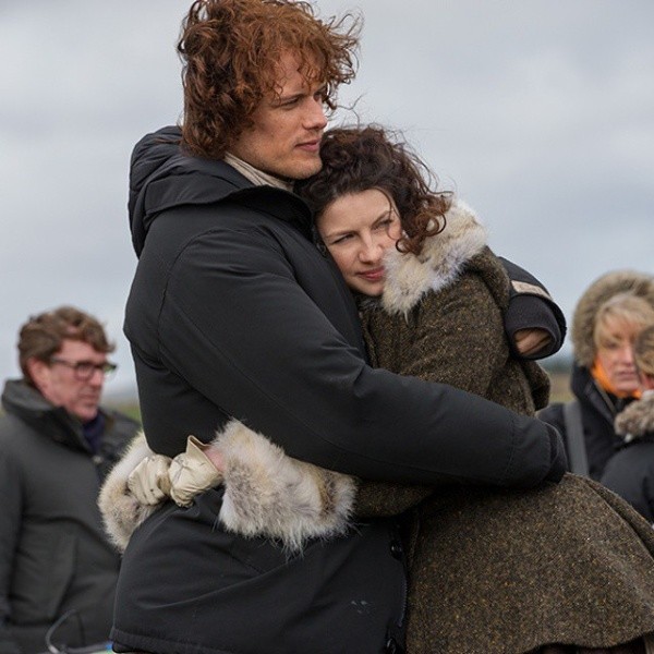 Sam Heughan y Caitriona Balfe en los rodajes de la segunda temporada. Foto: (Starz Play)