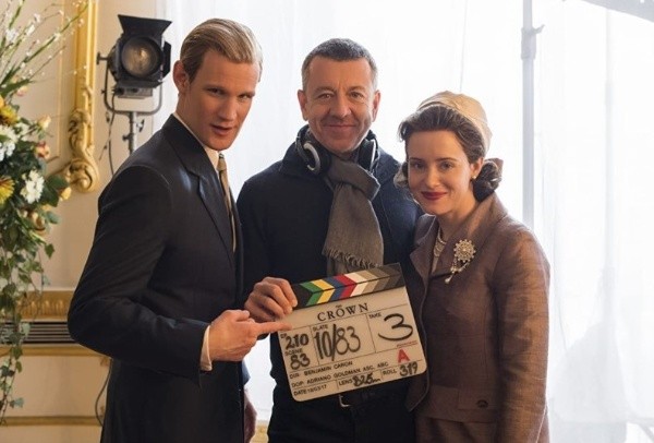 Matt Smith, Peter Morgan y Claire Foy. Foto: (IMDB)