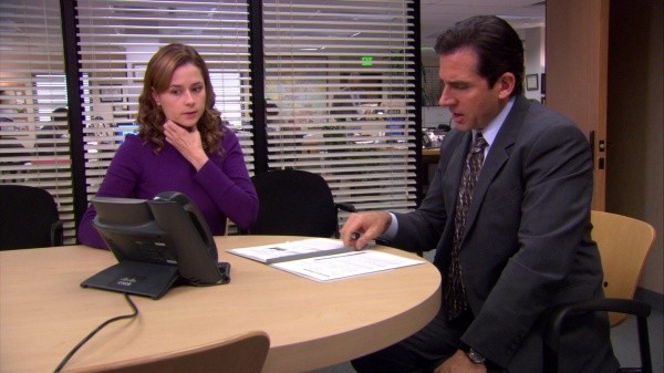 the office pam michael scott jenna fischer steve carell
