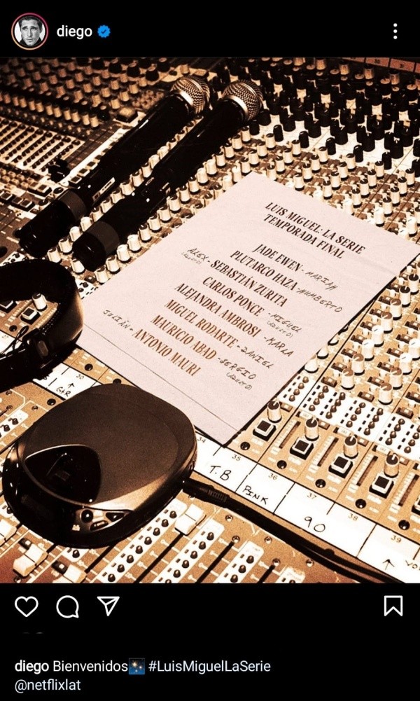 La publicación de Diego Boneta. 