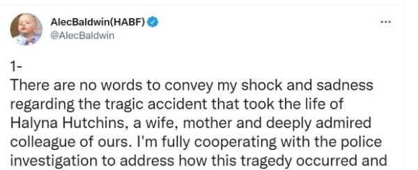 El primer tweet de Alec Baldwin.