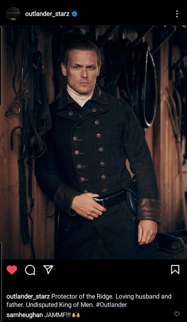 La foto y el comentario de Sam Heughan.