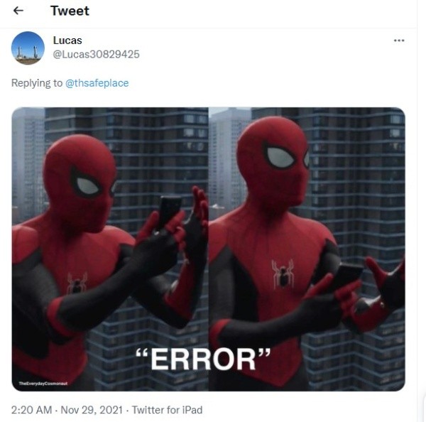 Error. Foto: @Lucas30829425