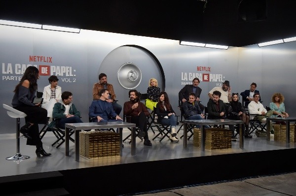 Los actores de La Casa de Papel en la conferencia de prensa. Foto: (Netflix)