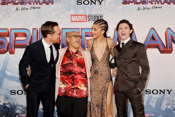 Benedict Cumberbatch, Jacob Batalon, Zendaya y Tom Holland. Foto: (Getty)