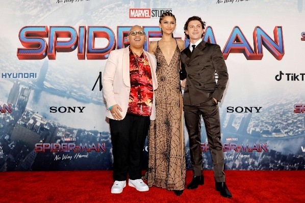 Jacob Batalon, Zendaya y Tom Holland en la premiere de Spider-Man. Foto: (Getty)