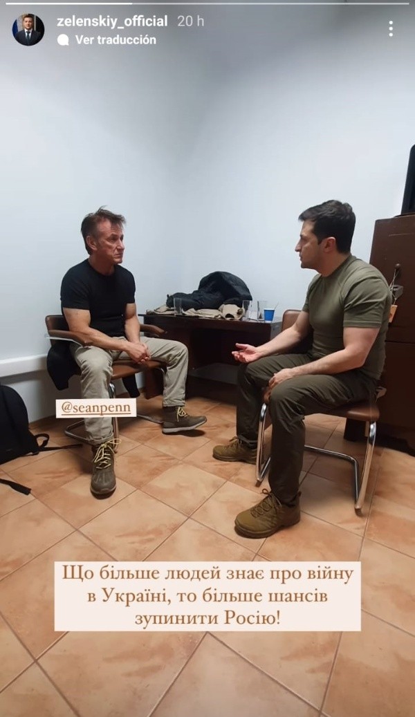 Sean Penn con el presidente ucraniano. Foto: (@zelenskiy_official)