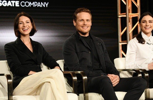 Sam Heughan, Caitriona Balfe y Sophie Skelton. Foto: (Getty)