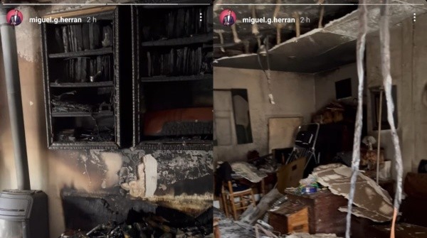 Parte de las consecuencias del incendio que compartió Miguel Herrán.