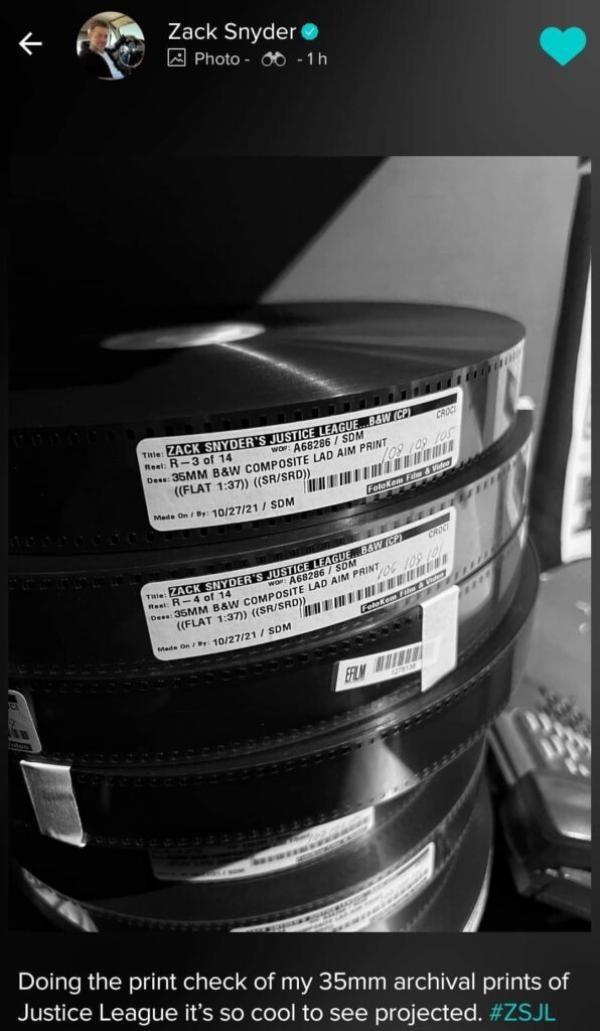 El posteo de Zack Snyder. Foto: Vero.