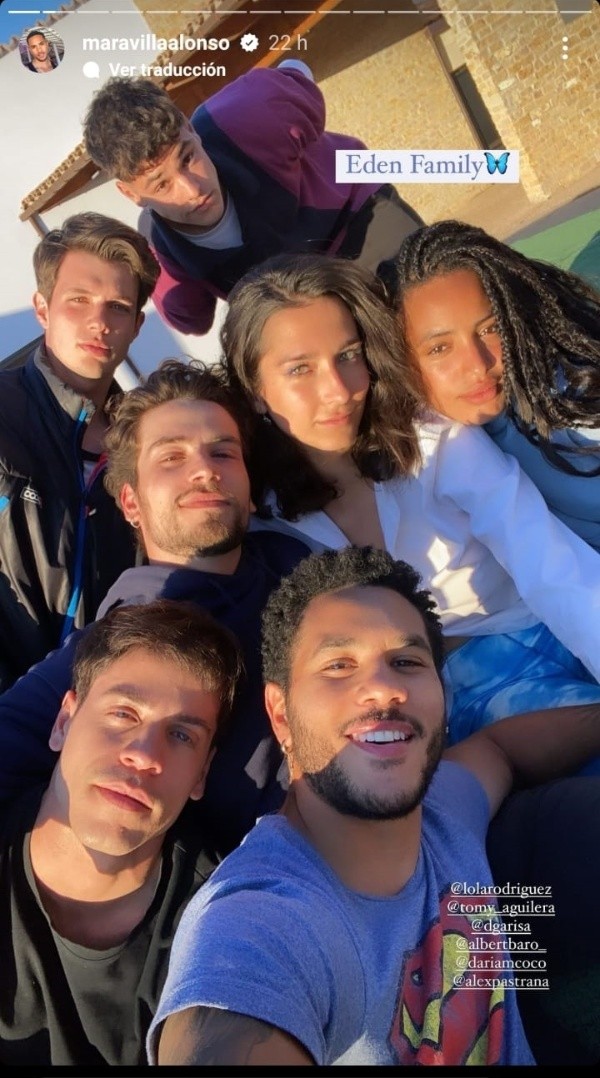 La foto compartida por Maravilla Alonso con el equipo de Bienvenidos a Edén. 