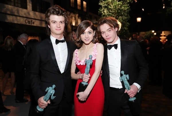 Joe Keery, Natalia Dyer y Charlie Heaton (Getty).