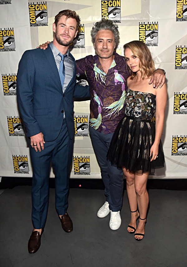 Chris Hemsworth, Taika Waititi y Natalie Portman (Getty).