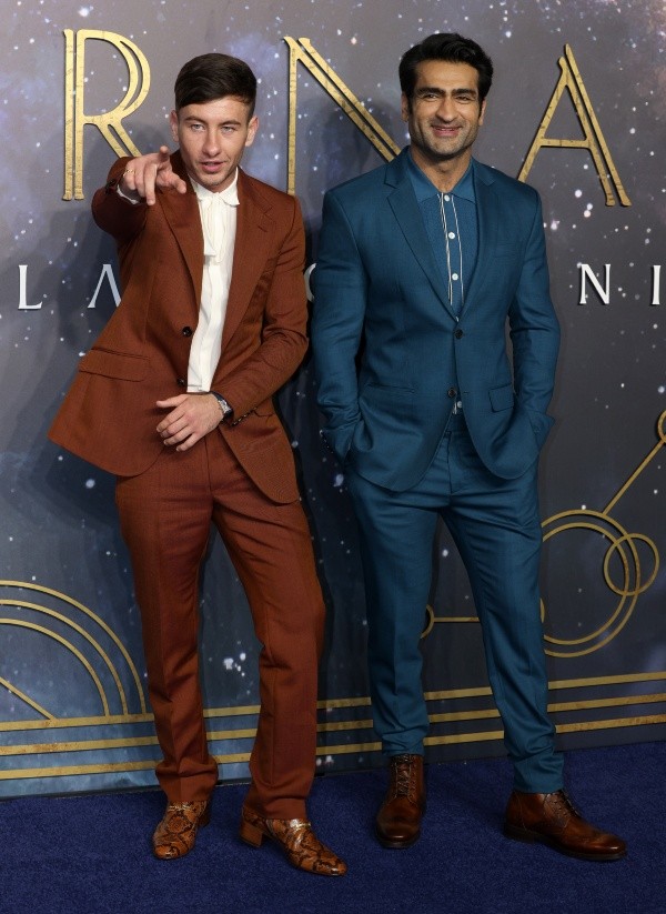 Barry Keoghan y Kumail Nanjiani en el lanzamiento de Eternals (Getty).