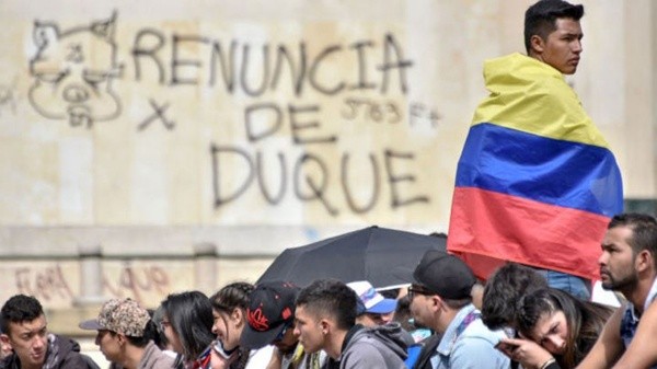En un momento, las protestas eran dirigidas al entonces presidente Duque (Getty Images)