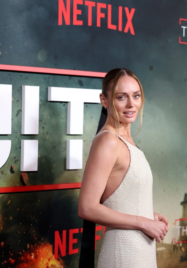 Laura Haddock en la presentación de El Novato, de Netflix (Getty).