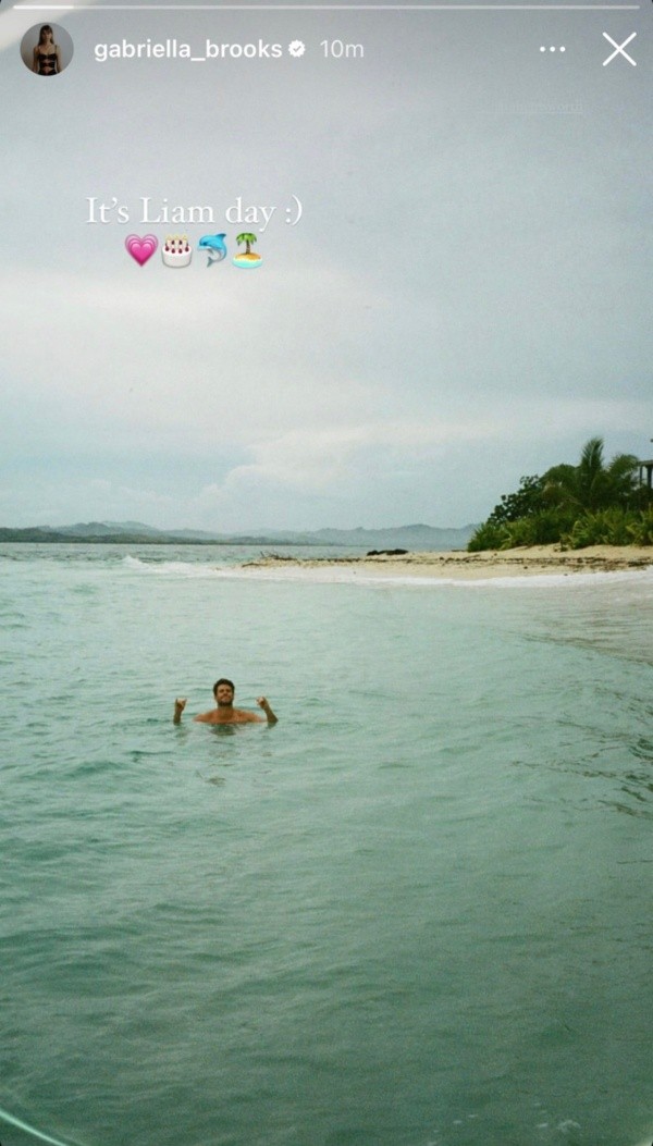 El saludo de Gabriella Brooks a Liam Hemsworth (Instagram @gabriella_brooks).