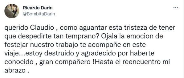 Así lo despidió Ricardo Darín. 