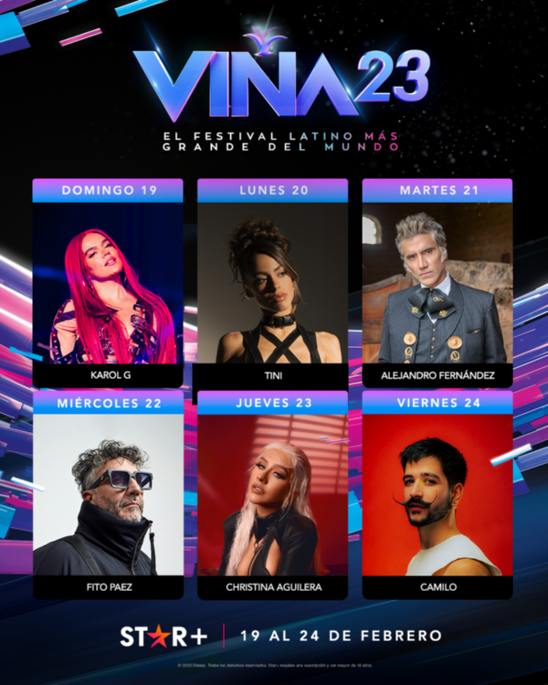 La grilla del Festival Internacional de la Canción de Viña del Mar (Star+).